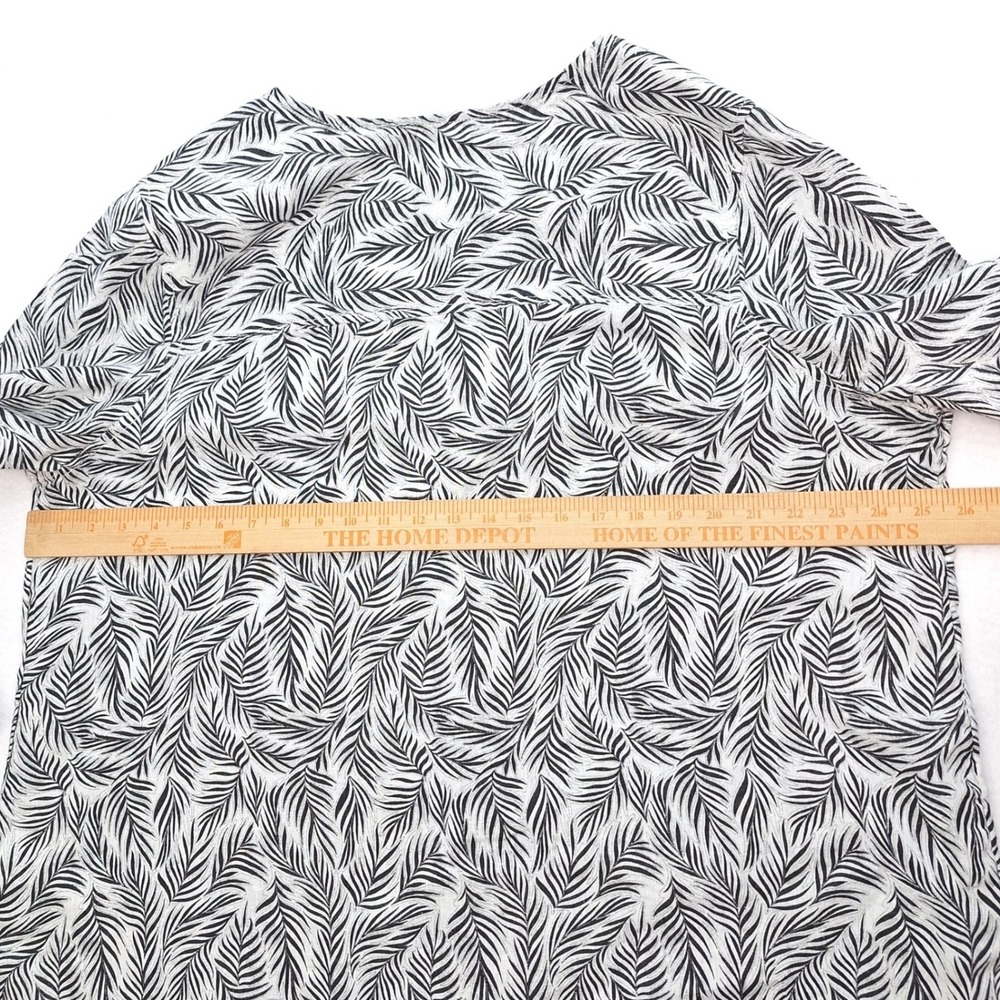 Tahari Top Womens 2X Black Palm Leaf Botanical 100% Linen Tunic European Flax - Picture 4 of 8